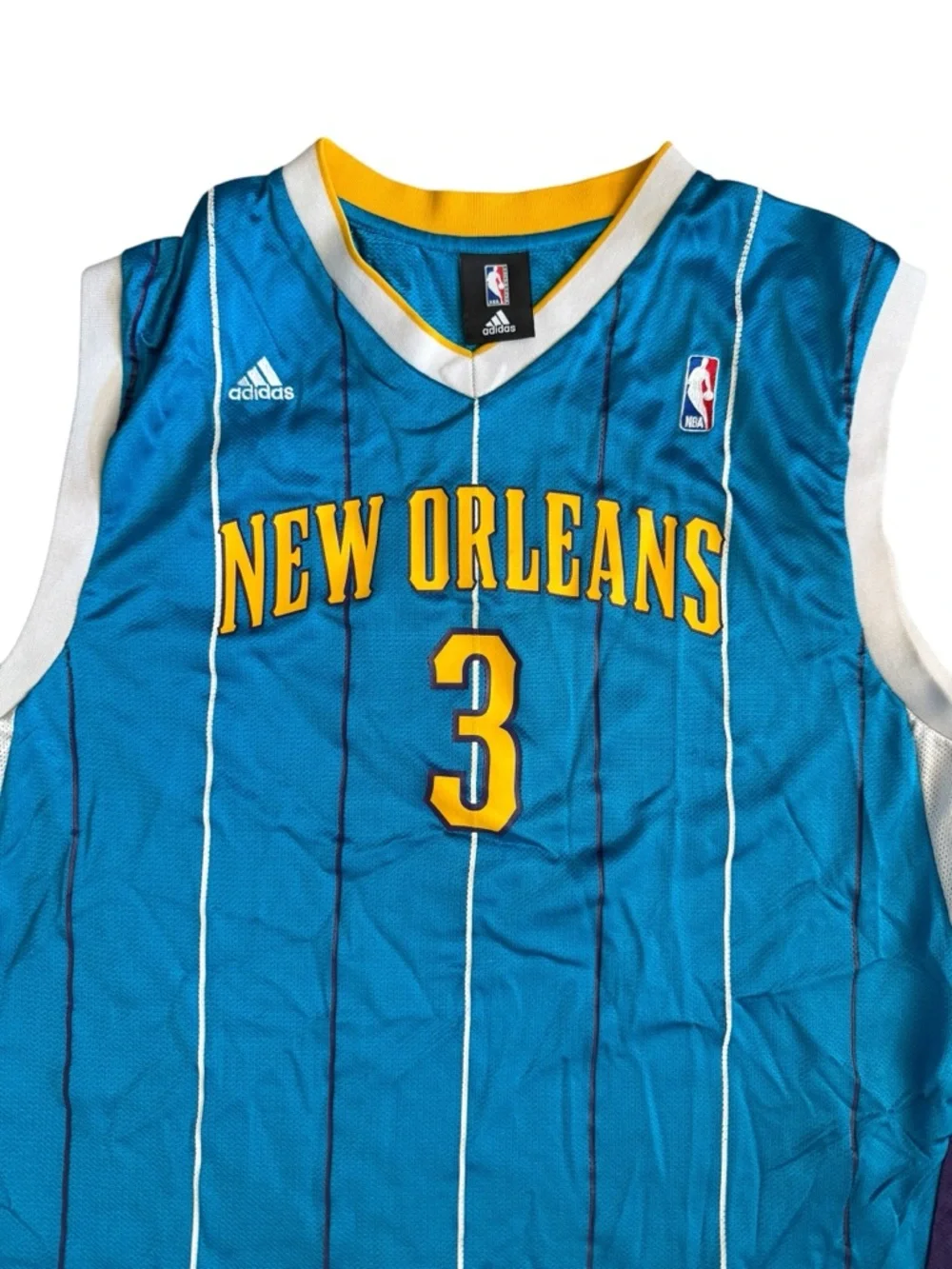 adidas Teal New Orleans Paul Basketball Jersey with Yellow Accents